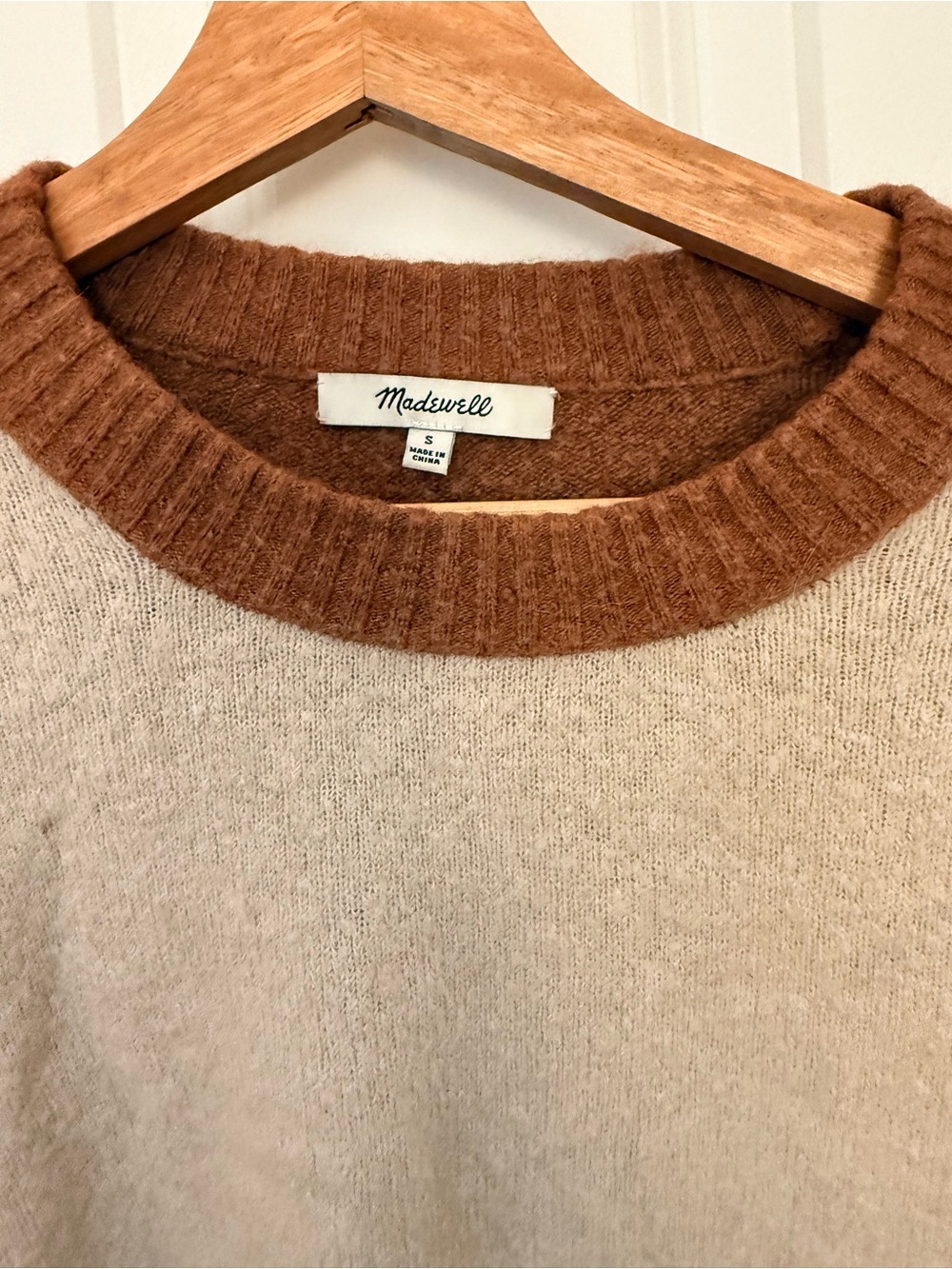 Madewell Crewneck Sweater in Cream and Rust